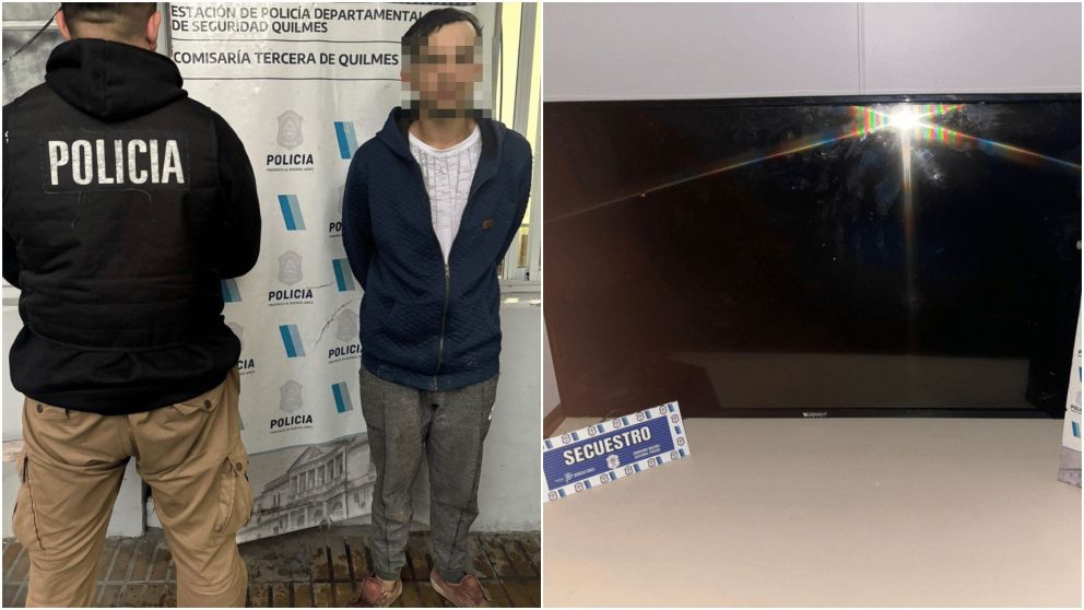 El acusado detenido y el objeto robado recuperado.