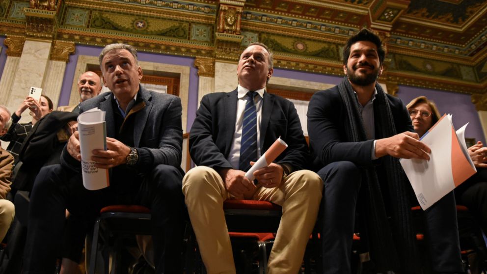 Yamandú Orsi, Álvaro Delgado y Andrés Ojeda (Gentileza/ Ignacio Sánchez)