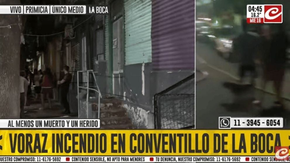 Voraz incendio en La Boca (Captura de Crónica HD).