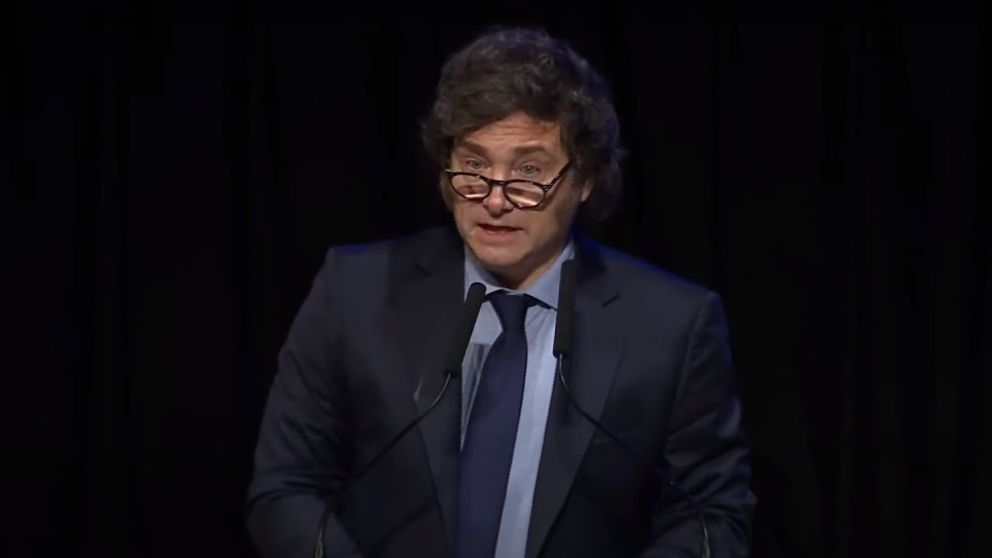 Javier Milei habla en el cierre de la reunión internacional 2024 del Banco Central de la República Argentina.
