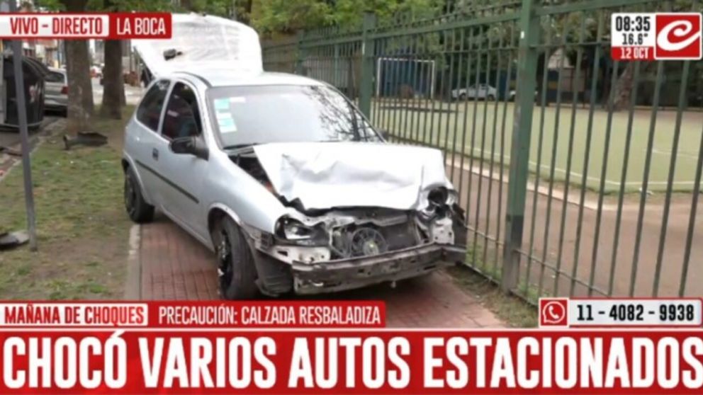 El choque dejó dos heridos en el barrio de La Boca (Captura de video).