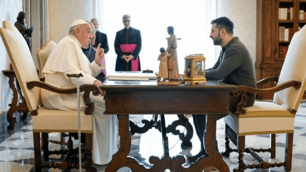 El Papa Francisco recibió este viernes a Zelenski en el Vaticano (Gentileza Vatican News).