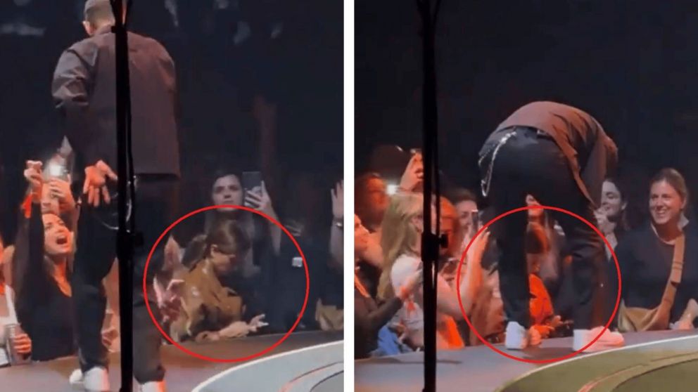 ¡VIDEO! Usaba el celular en show de Justin Timberlake, este se le acercó y ella reaccionó muy tarde
