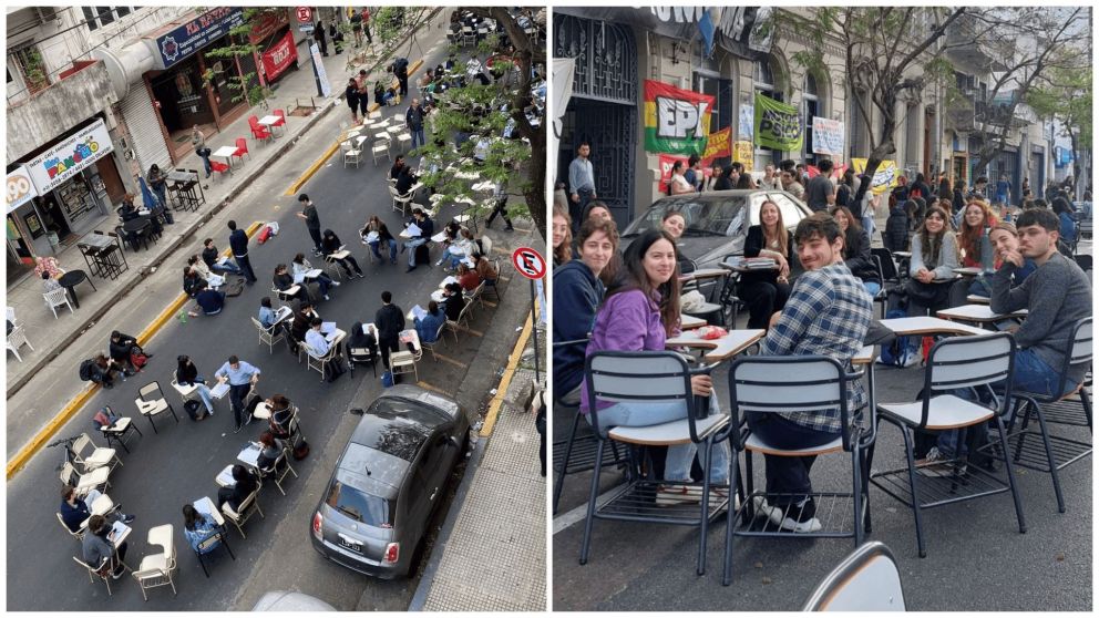 En algunas facultades de la UBA se dictaron clases en la calle (X/@feduba).