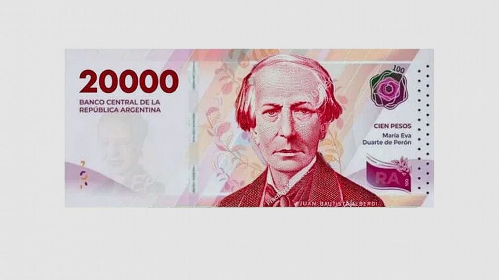 El nuevo billete llevará la imagen de Juan Bautista Alberdi en el frente.