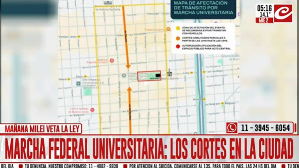 Marcha universitaria: ¿cuáles serán las calles afectadas a la movilización?