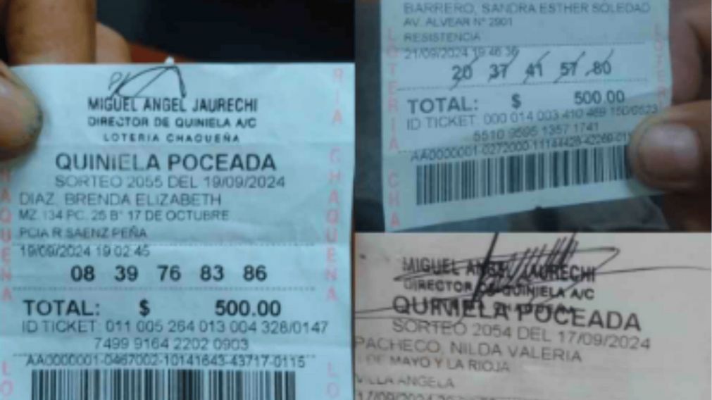 Los tres afortunados ya reclamaron sus premios y comenzaron la gestión para obtener el dinero de la quiniela (Imagen: Lotería Chaqueña).