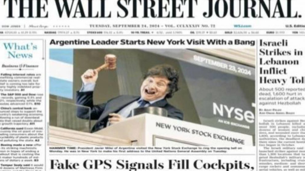 Javier Milei fue, otra vez, tapa del "The Wall Street Journal"