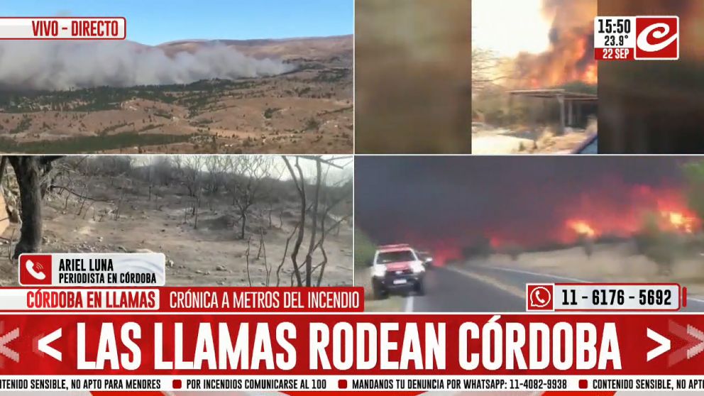 Brutal incendio en Córdoba: hay al menos 100 personas rescatadas