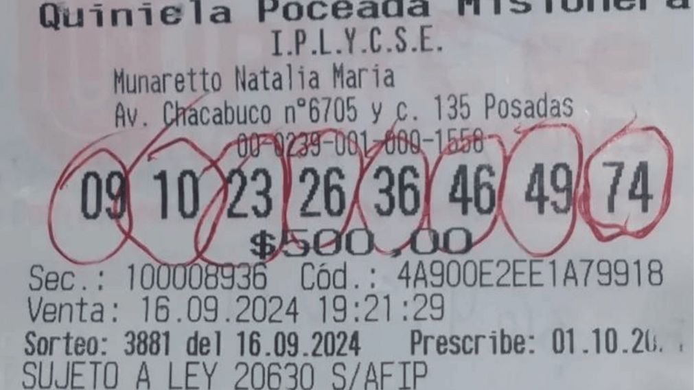 La afortunada cont� que tiene, principalmente, dos planes en los que gastar los millones que gan� en la Quiniela (Imagen: Loter�a de Misiones).