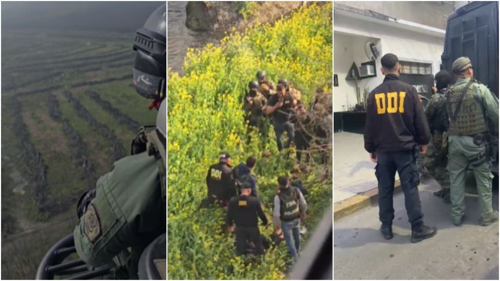 Helicópteros y gran despliegue policial para capturar a los delincuentes.