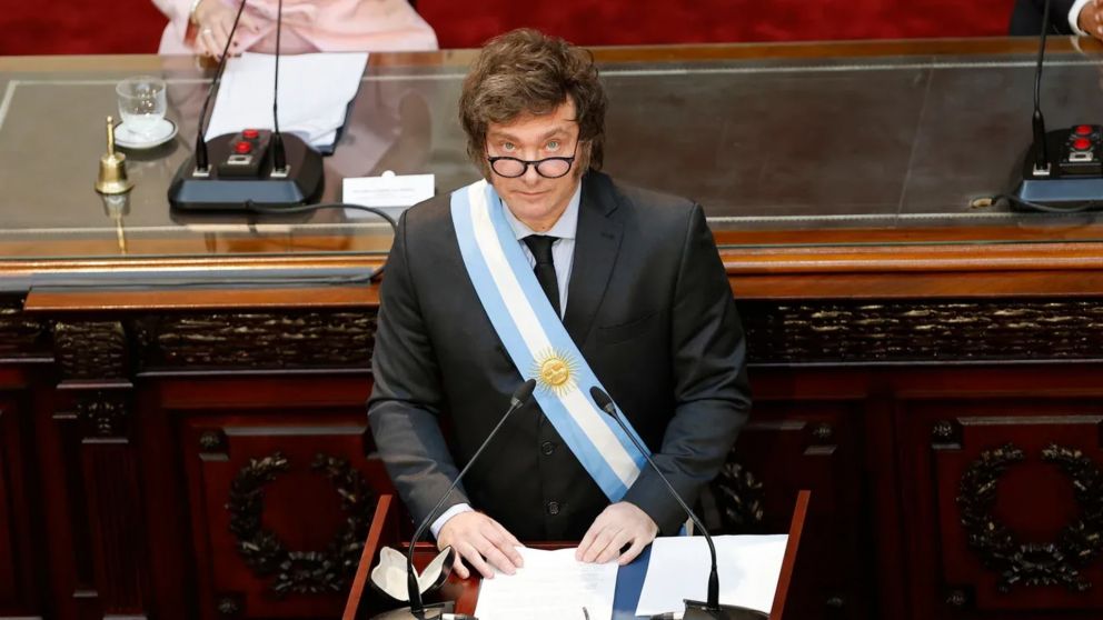 Javier Milei en su anterior discurso en el Congreso.