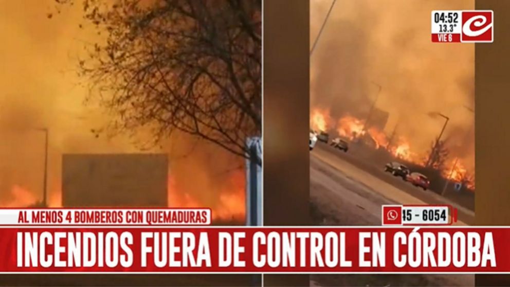 Incendios forestales en Córdoba: varios bomberos sufrieron quemaduras de gravedad