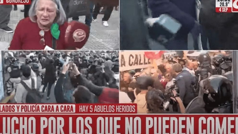 ¡EN VIVO! Tensión y enfrentamientos entre la policía, los jubilados y manifestantes