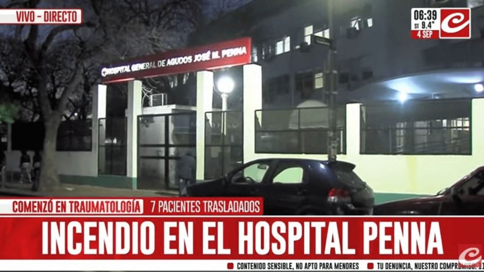 Un incendio azotó un sector del Hospital Penna (Captura de Crónica HD).