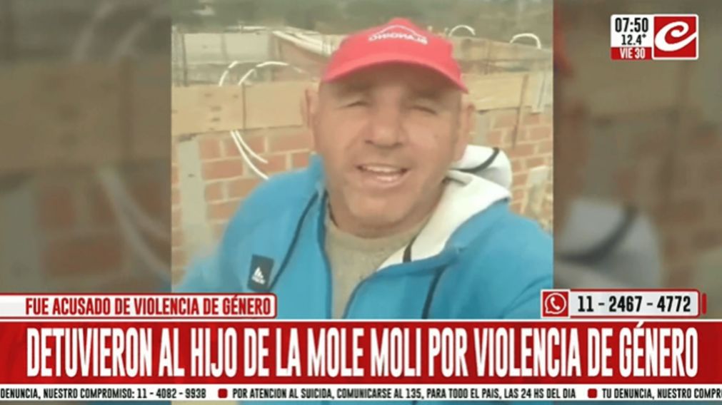 Violencia de género: el hijo de "La Mole" Moli fue detenido por golpear a su mujer.