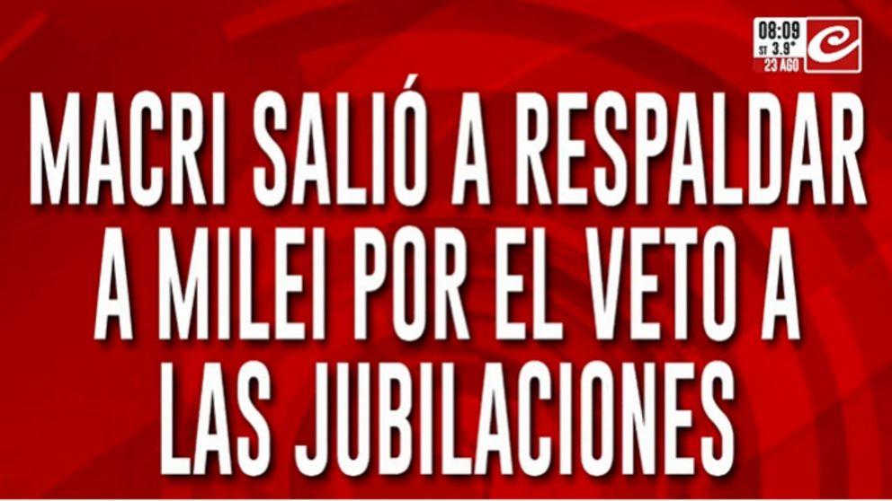 Macri salió a respaldar a Milei por el veto a la ley de movilidad jubilatoria