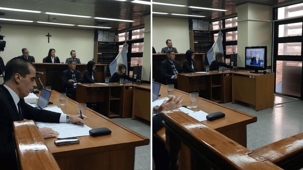Juan Pablo Gallego en la audiencia, el condenado lo hizo de manera virtual