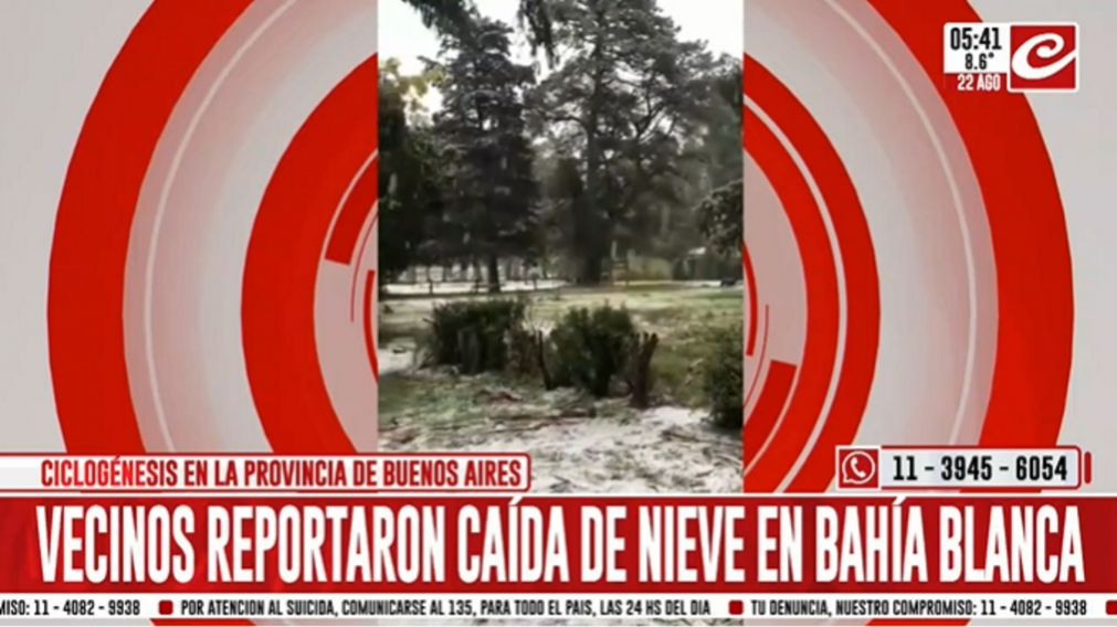 Efecto ciclogénesis: varias ciudades de Buenos Aires se cubrieron de nieve