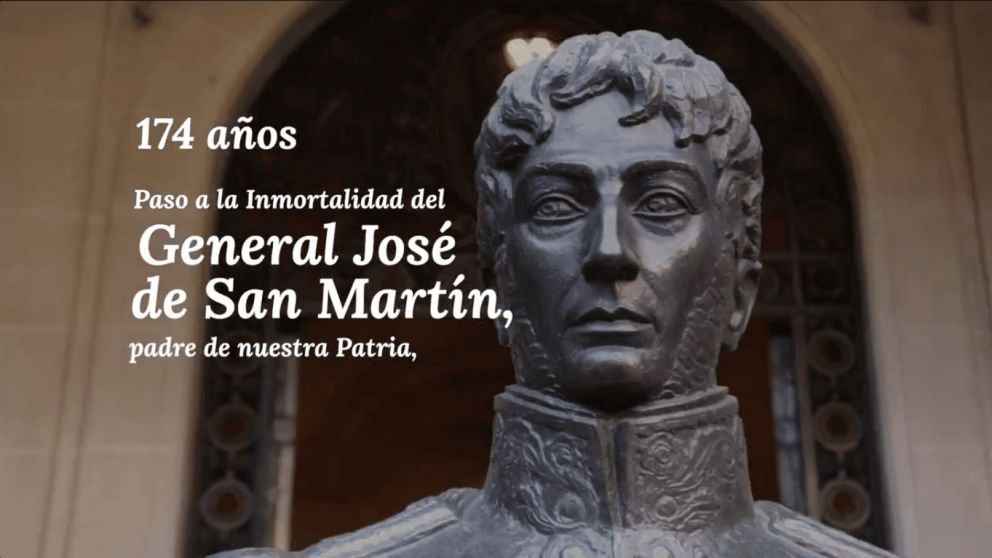 La Casa Rosada difundió un video de homenaje al General José de San Martín (Captura).