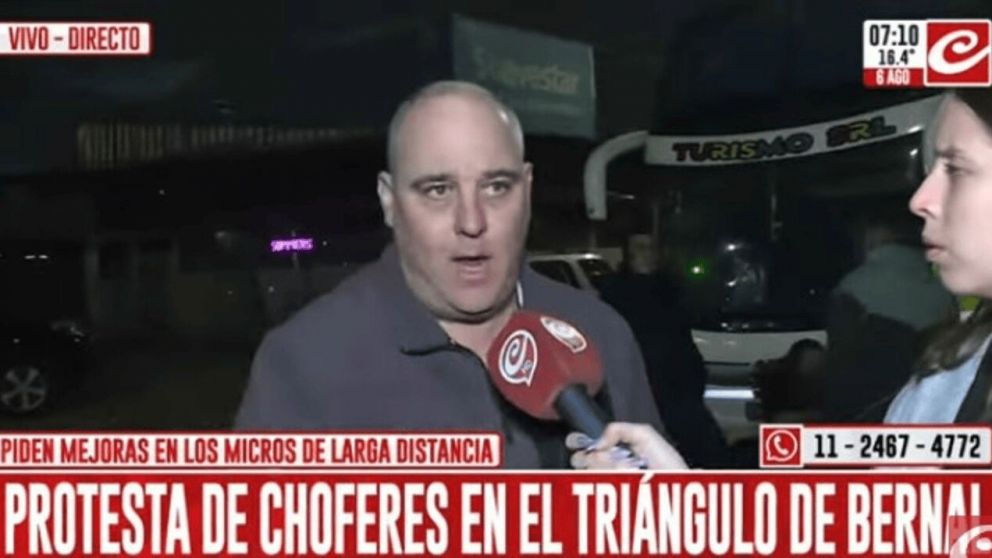 Importante corte con micros de larga distancia en Bernal (Captura de TV).