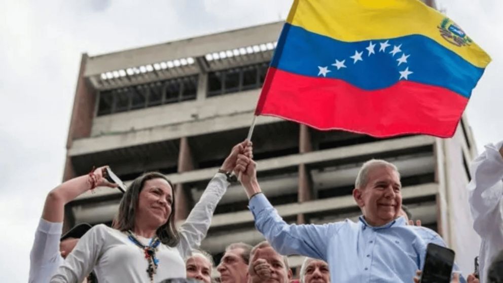 La líder opositora, María Corina Machado, reapareció este sábado durante la marcha convocada por la oposición venezolana.