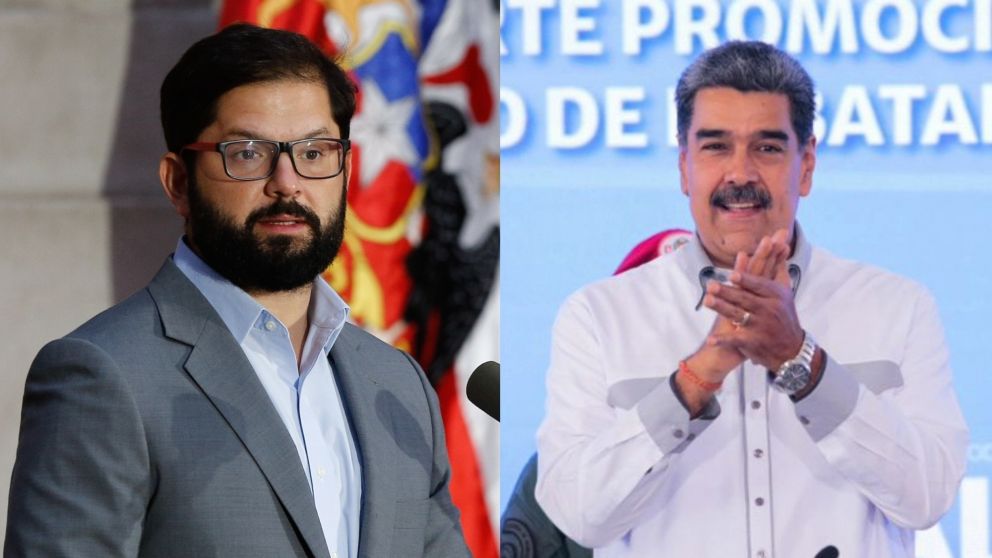 El presidente de Chile, Gabriel Boric, y Nicolás Maduro.
