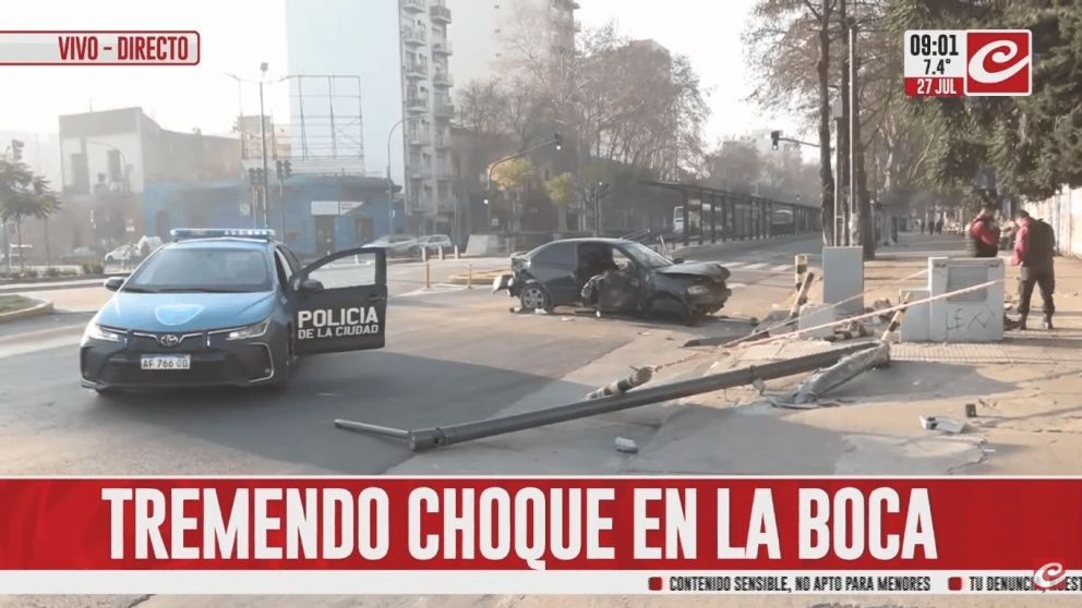 Impactante choque en La Boca.