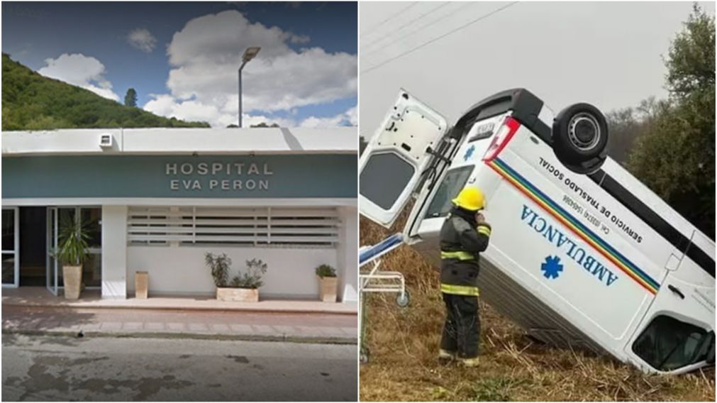 Una ambulancia perdi� el control y volc� en C�rdoba.