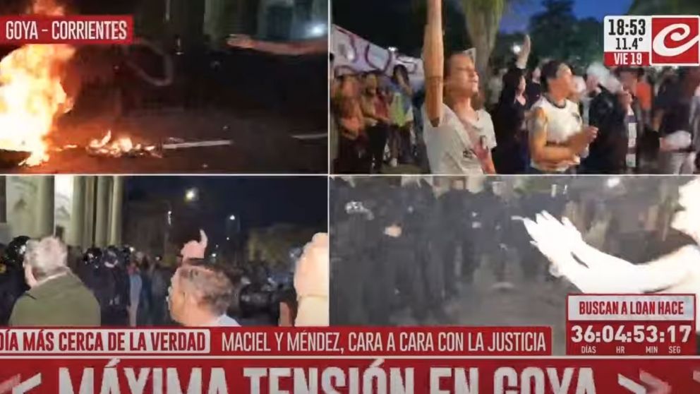 Caso Loan: un vecino se descompuso en medio de los enfrentamientos entre manifestantes y Policía frente al Juzgado de Goya.