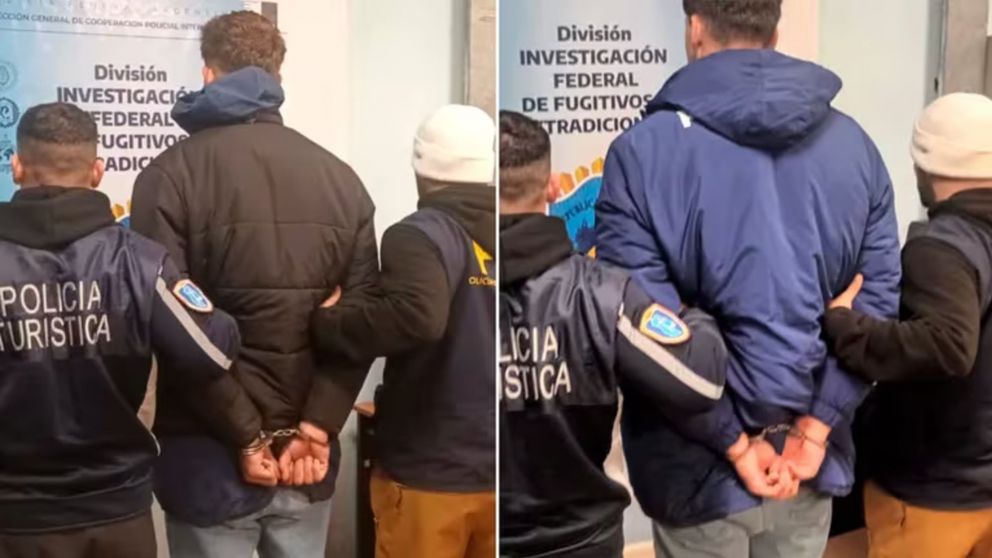 Los rugbiers franceses antes de ser trasladados a Mendoza para ser indagados.