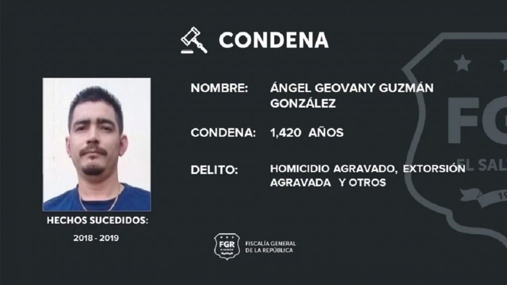 La condena la pandillero del El Salvador.