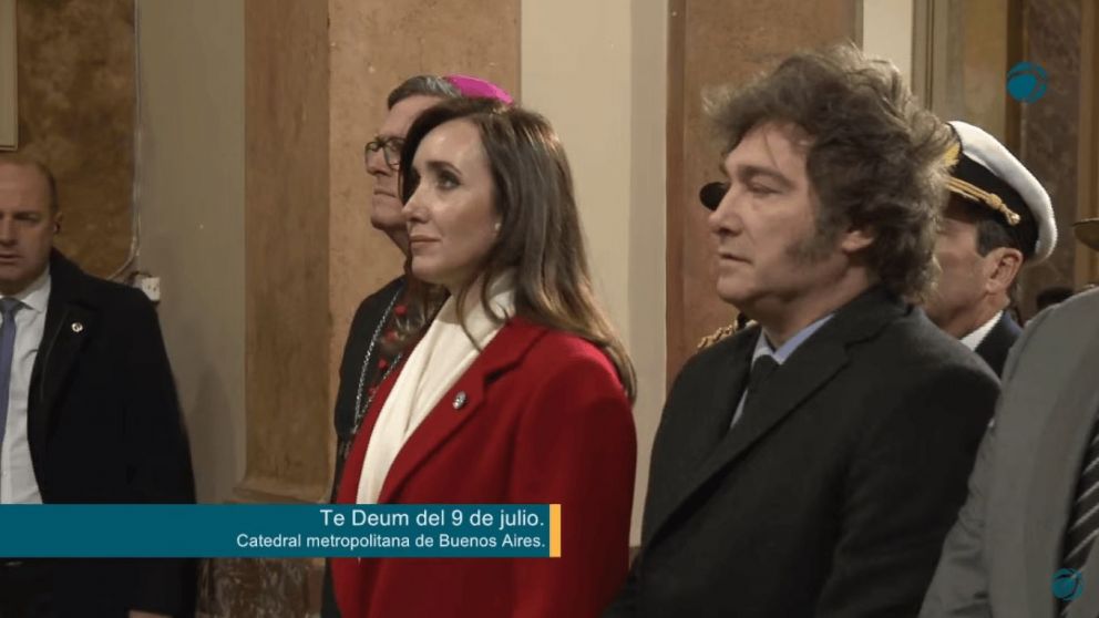 Javier Milei con Victoria Villarruel en el Tedeum por el Día de la Independencia.