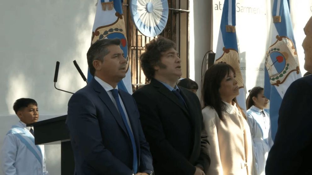 Javier Milei en San Juan junto al gobernador Marcelo Orrego.