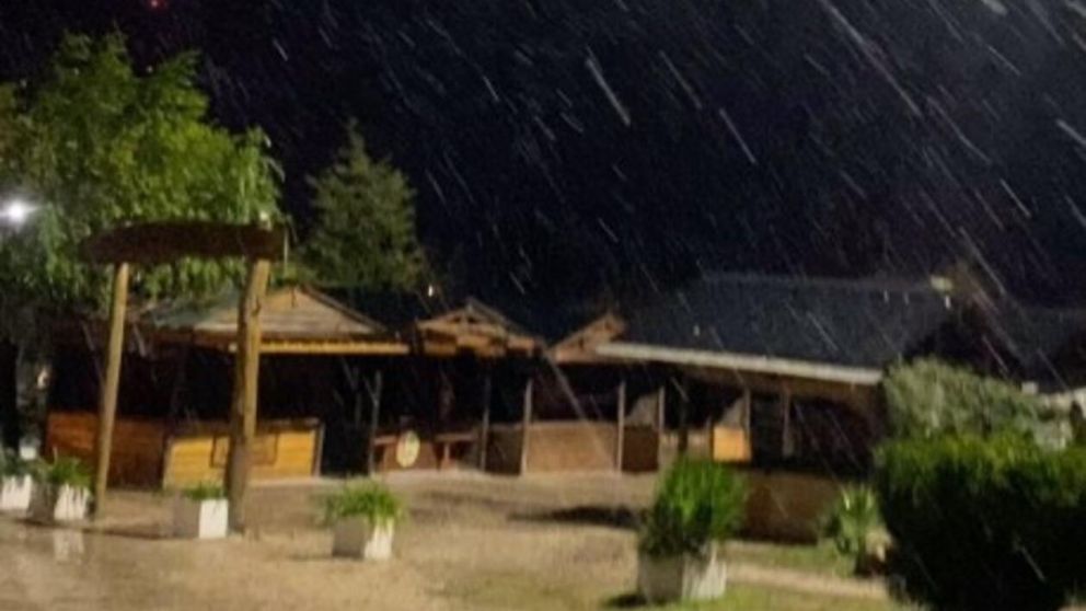 Intensa nevada en varias partes de la provincia de Buenos Aires (Twitter).