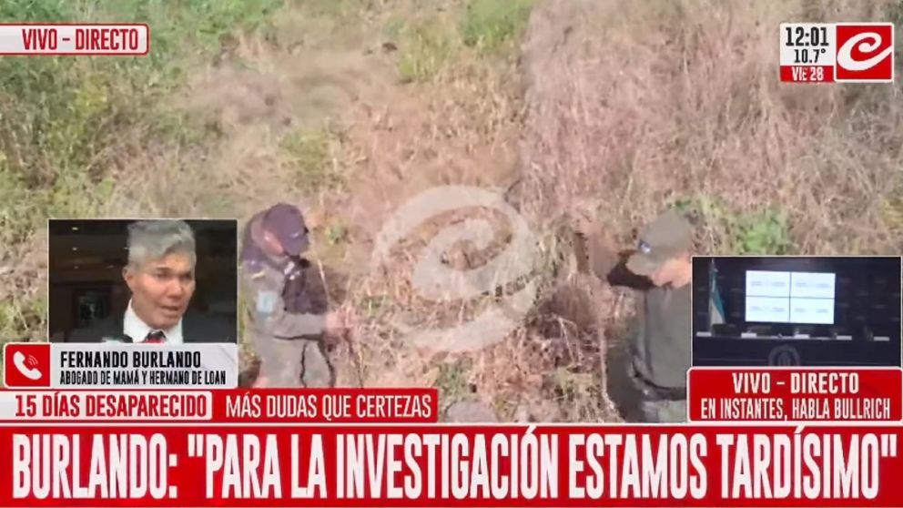 La preocupante advertencia de Fernando Burlando sobre el tiempo de desaparici�n de Loan Danilo Pe�a.