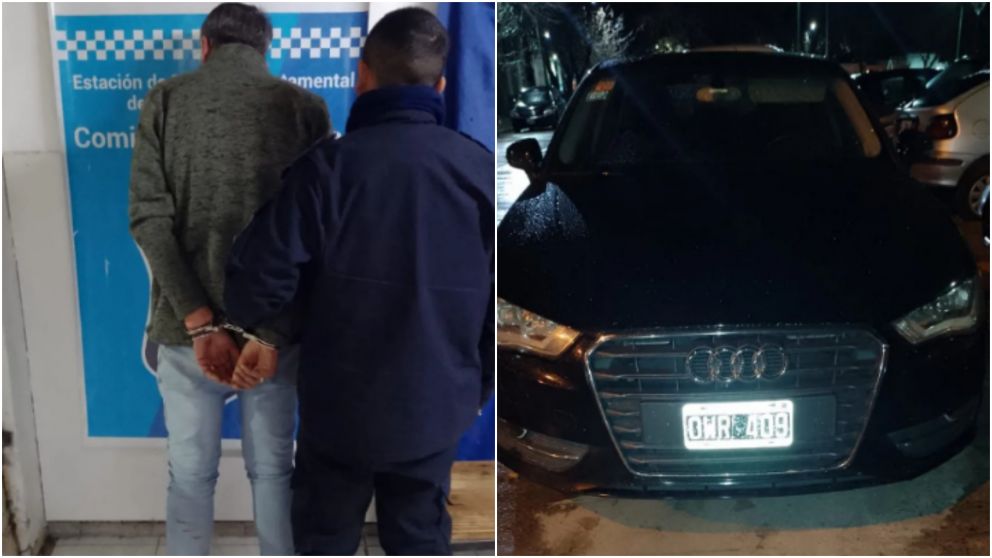 El hombre detenido y el vehículo secuestrado.