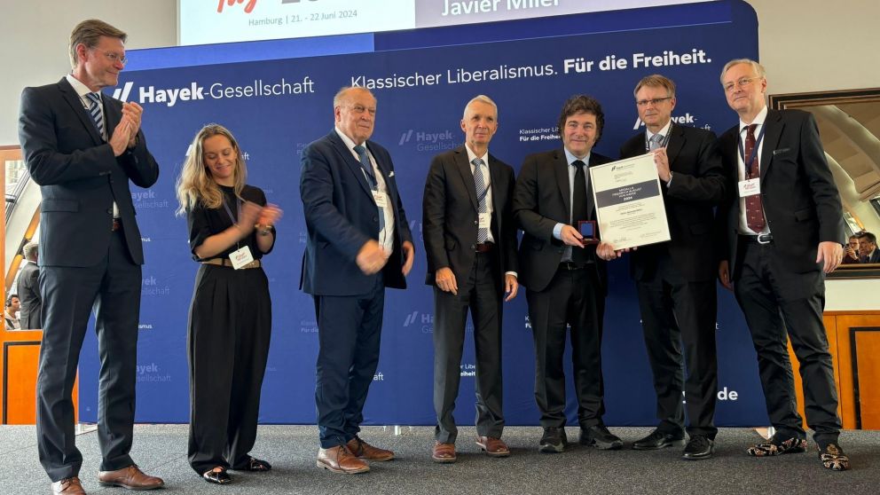 Javier Milei recibirá otro premio en Alemania (X/@FerIglesias).