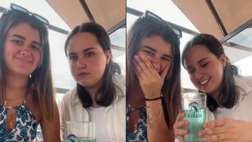 Unas amigas pidieron un vaso de agua en un bar y quedaron desconcertadas al ver lo que le trajeron (Imagen captara vídeo).