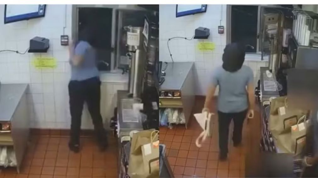 Una empleada le dispar� a un cliente luego de que se quejara porque el pedido estaba incorrecto (Imagen captura v�deo).