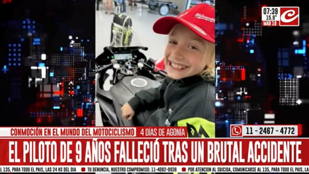 Murió Lorenzo Somaschini, el piloto de nueve años que había sufrido un terrible accidente