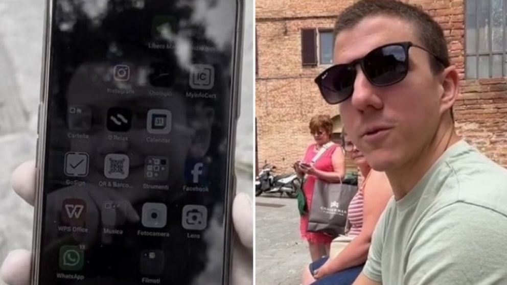 Unos argentinos encontraron un celular en Italia y casi terminan presos cuando intentaron devolverlo (Imagen captura vídeo).