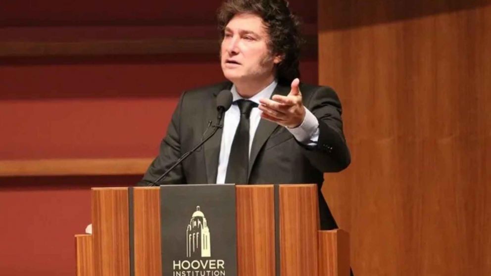Así Javier Milei expuso en Stanford.