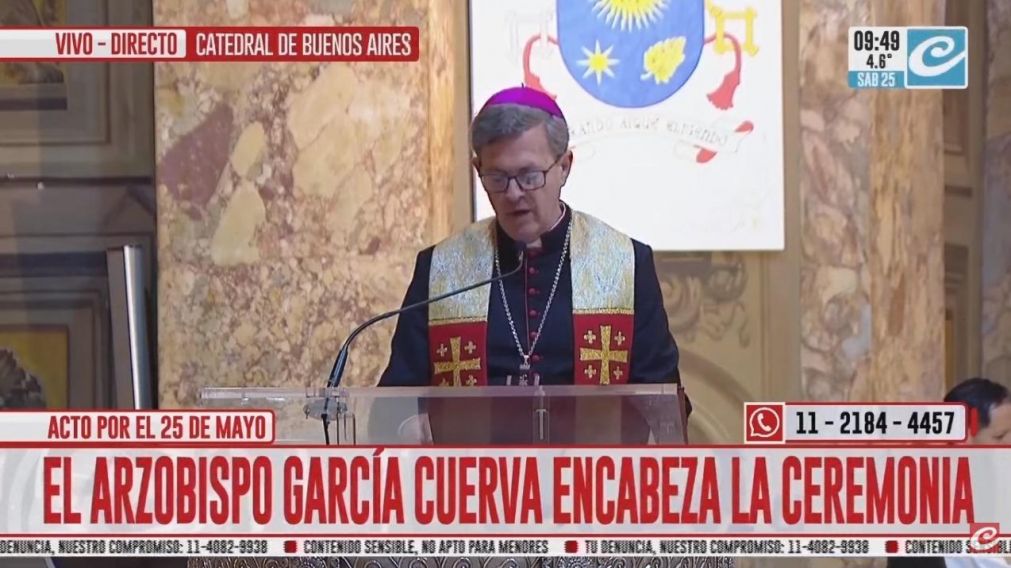 Primer Te Deum que se desarrolla en el gobierno de Javier Milei (Captura de video).