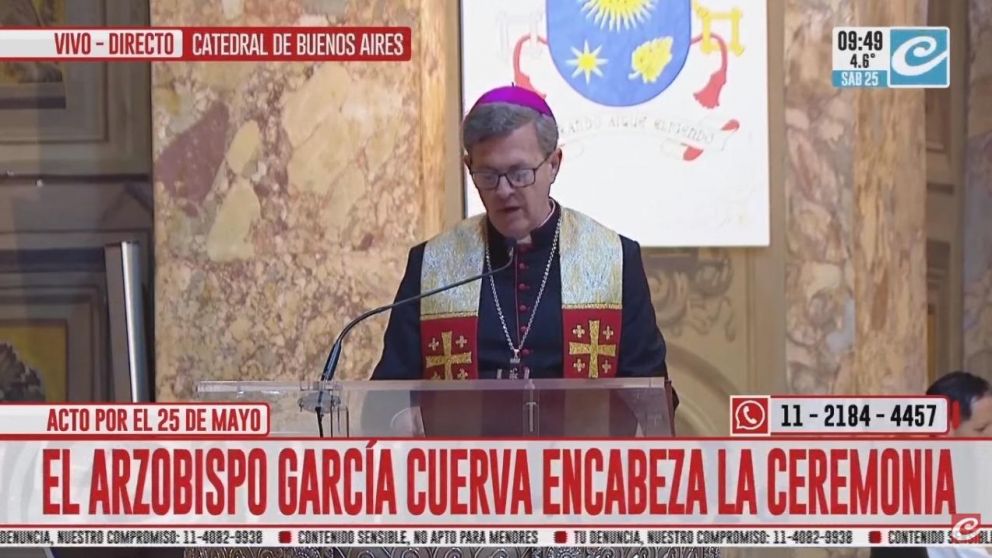 Primer Te Deum que se desarrolla en el gobierno de Javier Milei (Captura de video).