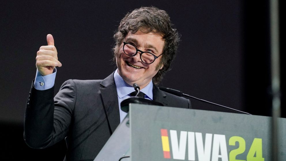 Javier Milei particip� de la cumbre de Vox en Madrid (Foto NA).