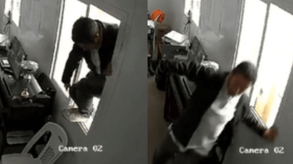 Pese a su buena fe, el hombre dio un paso en falso y termin� rompiendo uno de los elementos m�s importantes de la oficina de su empleador (Captura TikTok).