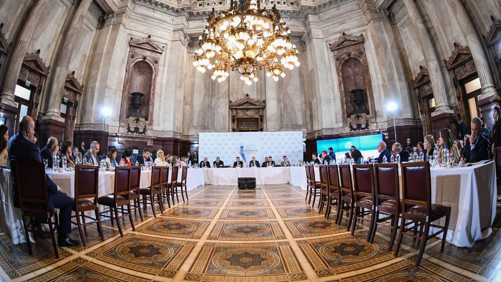 Los senadores realizaron preguntas a los expositores sobre el proyecto de ley "Bases y Puntos de Partida para la Libertad de los Argentinos". (X/@SenadoArgentina)