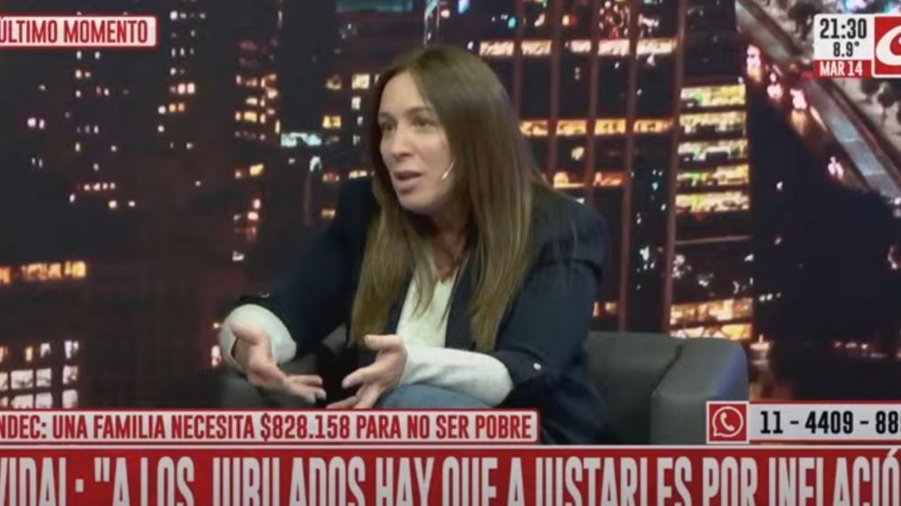 María Eugenia Vidal en los estudios de Crónica.