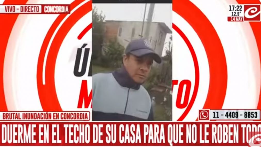 Luis, uno de los damnificados por las inundaciones en Concordia.